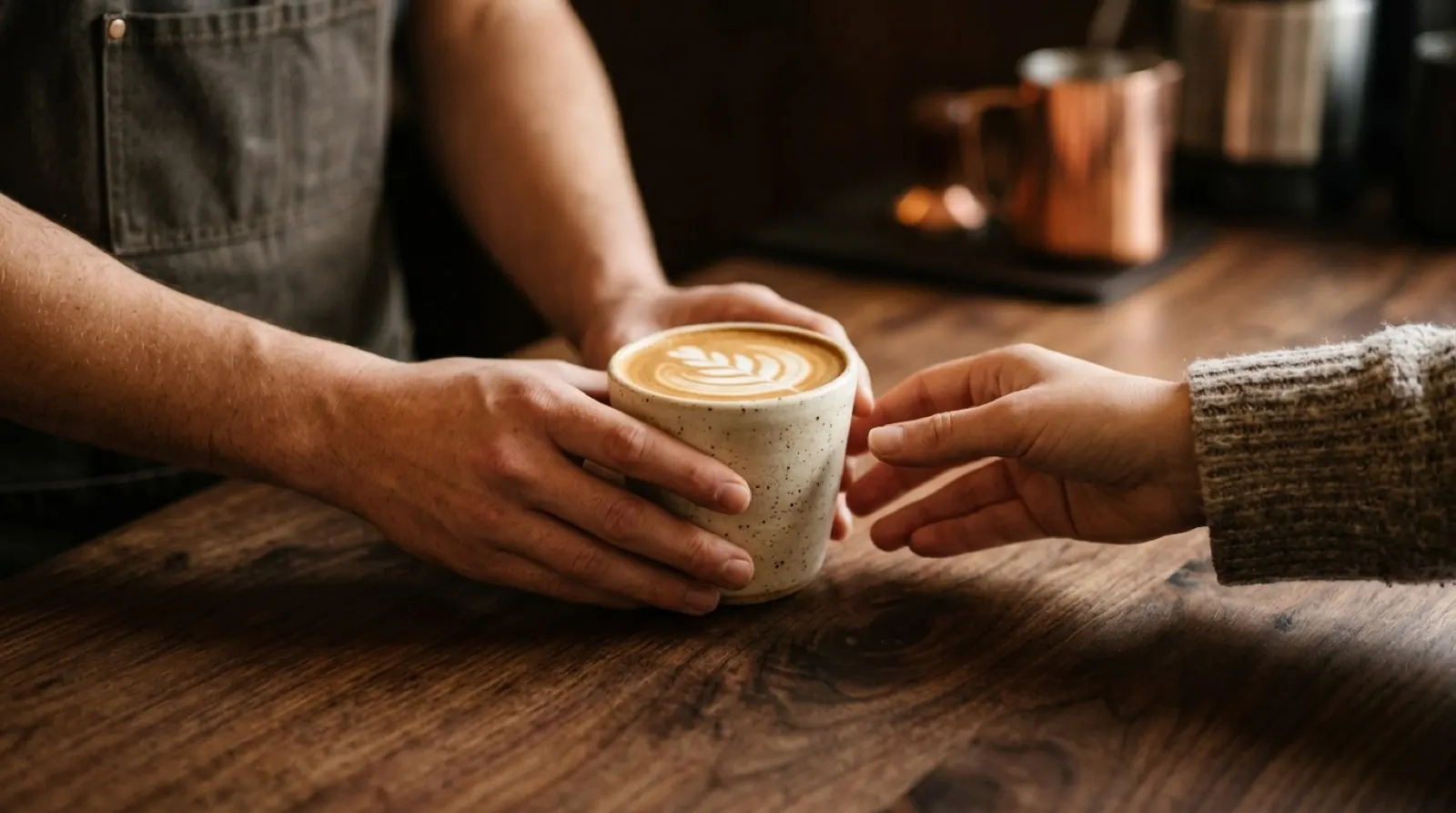 A finished cup of coffee served to a customer.